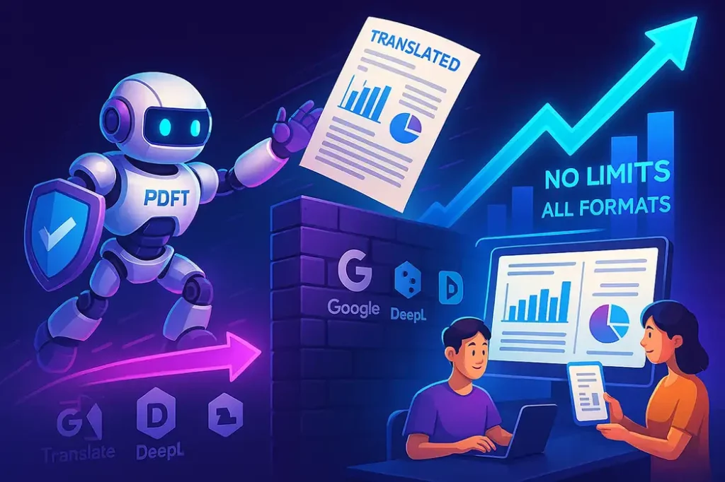 PDFT.AI: आपकी भरोसेमंद सहायक जो किसी भी भाषा में फाइलों का अनुवाद करती है।